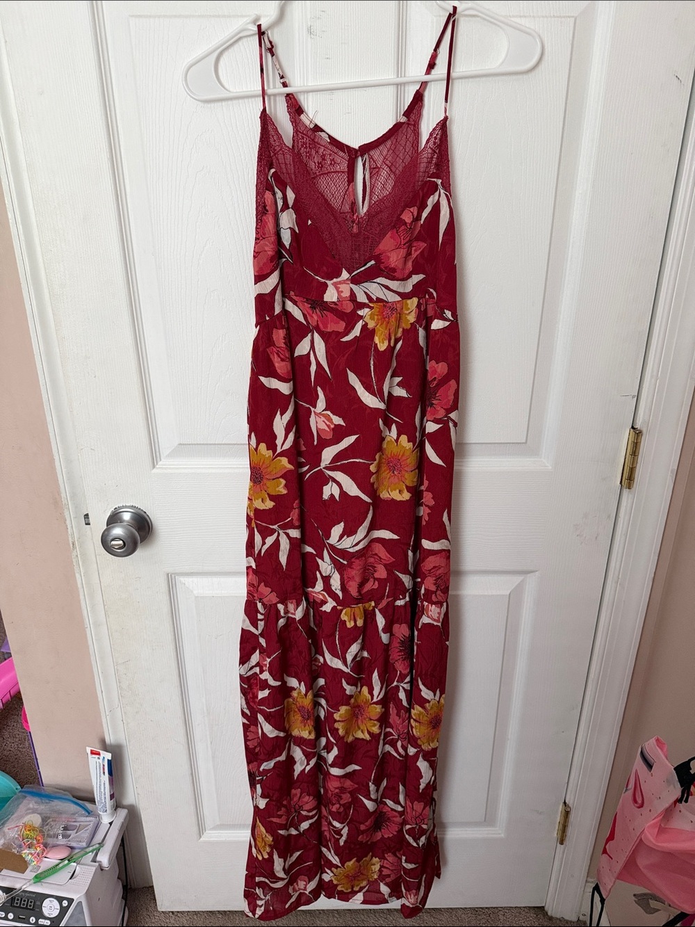 lovestitch Red Floral Maxi Dress with Yellow Accents